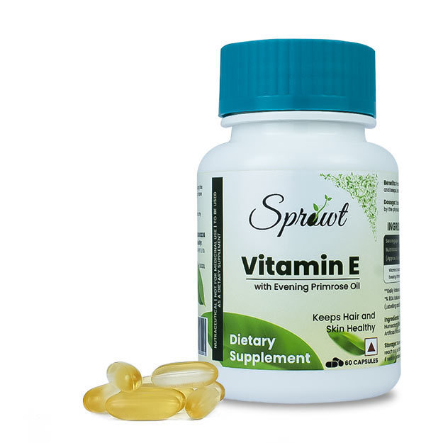 Sprowt Vitamin E Capsule For Glowing Skin & Strong Hair For Men & Women with Evening Primrose Oil