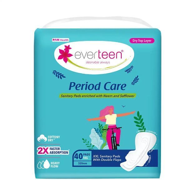 Everteen Period Care Dry Sanitary Napkin Pads With Neem And Safflower XXL (40)