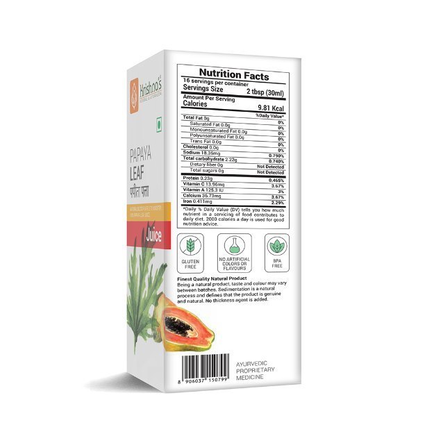 Krishna's Herbal & Ayurveda Papaya Leaf Juice 500ML