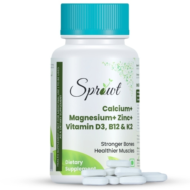 Sprowt Calcium Magnesium Zinc Vitamin D3, B12 & K120 For Bone Health