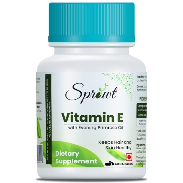 Sprowt Vitamin E Capsule For Glowing Skin & Strong Hair For Men & Women with Evening Primrose Oil