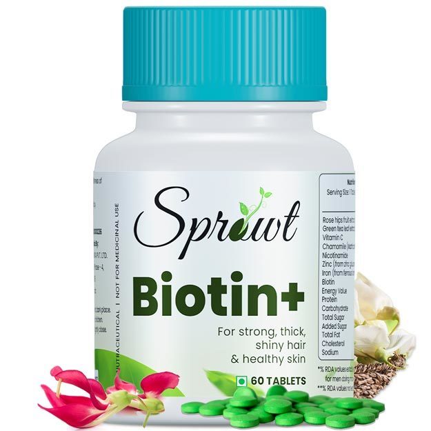 Sprowt Biotin + Tablet Supplement For Strong Thick Hair & Glowing Skin