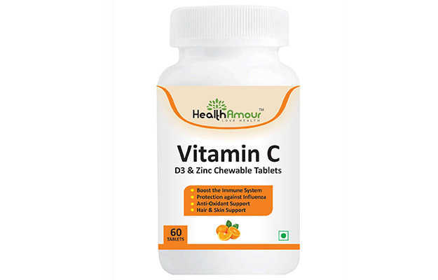 HealthAmour Vitamin C D3 and Zinc Chewable Tablet