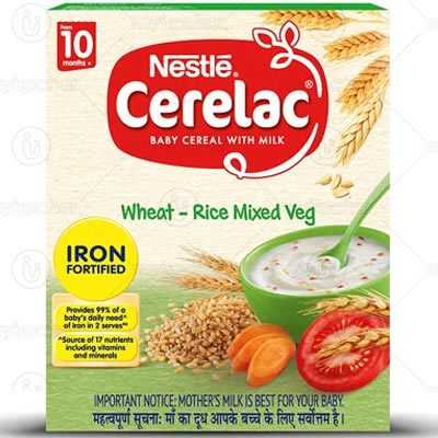 Nestle Cerelac Fortified Baby Cereal with Milk 10 Months+ Wheat Rice Mix Veg