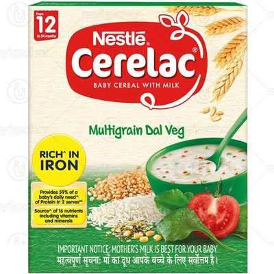 Nestle Cerelac Fortified Baby Cereal with Milk 12Months+ Multigrain Dal Veg