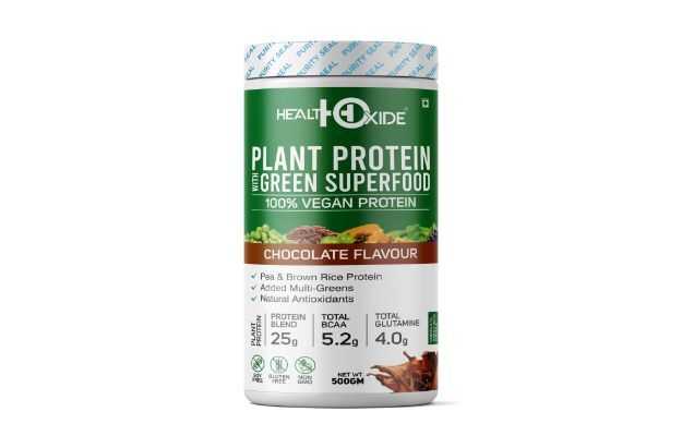 HealthOxide Vegan Plant Protein with Green Superfood Powder
