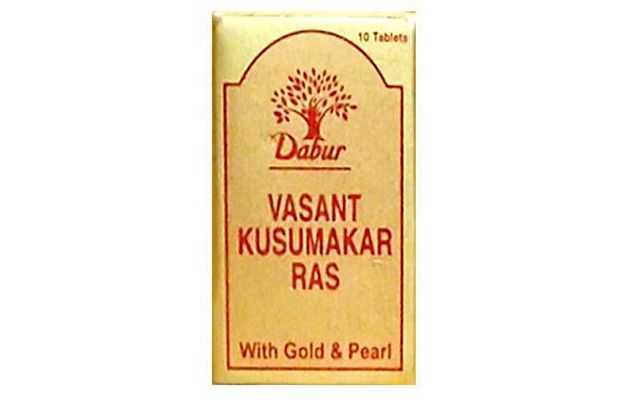 Dabur Vasant Kusumakar Ras with Gold & Pearl Tablet (10)