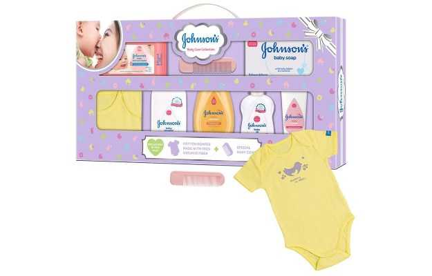 Johnsons Baby Care Collection Gift Box with Organic Cotton Bib 8 Gift Items