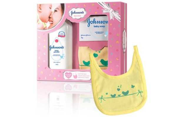 Johnsons Baby Care Collection Gift Box with Organic Cotton Bib 3 Gift Items