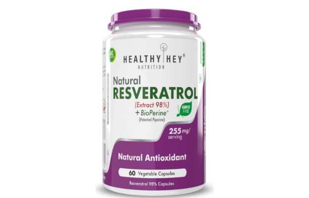 HealthyHey Nutrition Resveratrol Extract 98% Plus Bioperine Capsule