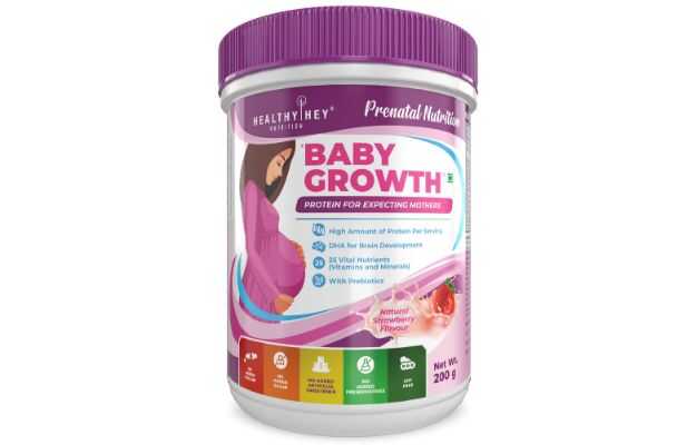 HealthyHey Nutrition Prenatal Baby Growth Protein Powder Strawberry 