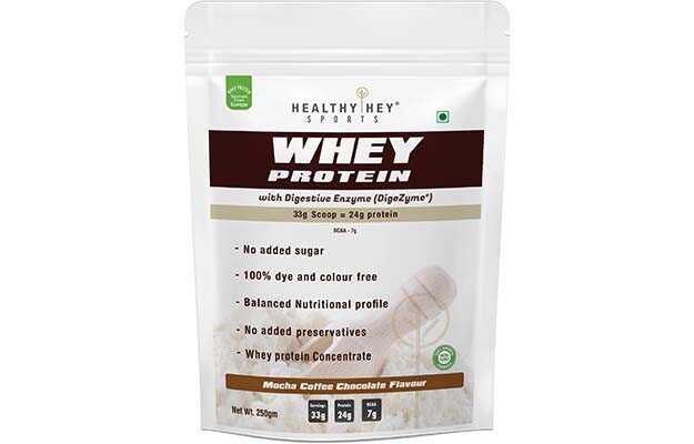 HealthyHey Nutrition Sports Whey Protein Powder Mocha Coffee Chocolate Flavor 250 Gm