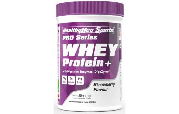 HealthyHey Nutrition Sports Whey Protein Powder Strawberry Flavor 500 Gm