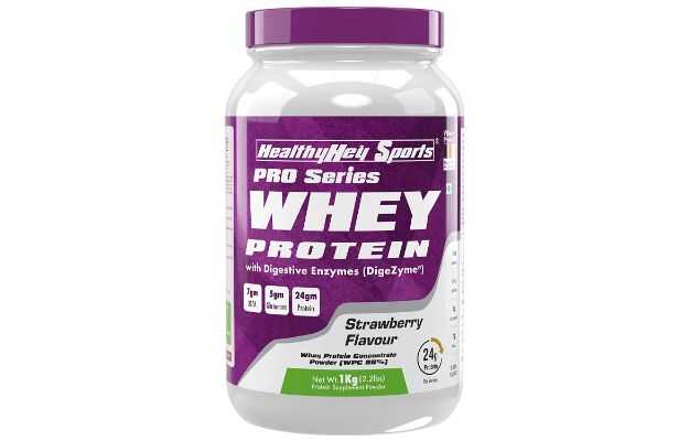 HealthyHey Nutrition Sports Whey Protein Powder Strawberry Flavor 1 Kg