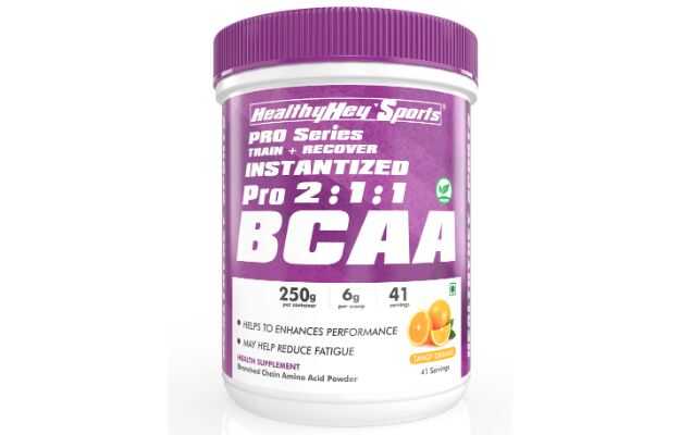HealthyHey Nutrition Sports Instantised Pro 2:1:1 BCAA Powder Tangy Orange 250 Gm