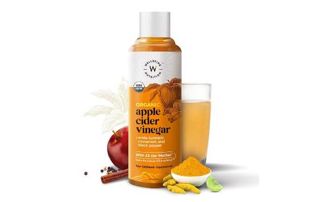 Wellbeing Nutrition USDA Organic Apple Cider Vinegar (2X Mother) with Amla, Turmeric, Cinnamon & Black Pepper
