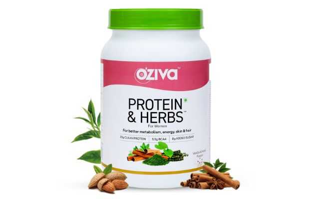 OZiva Protein & Herbs Powder for Women Vanilla Almonds