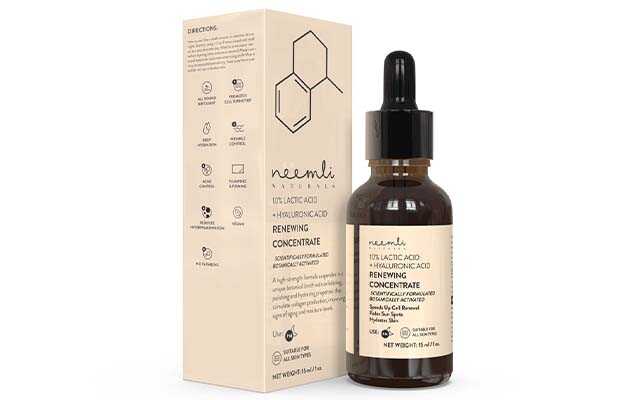 Neemli Naturals 10% Lactic Acid + Hyaluronic Acid Renewing Concentrate Face Serum 15 ml