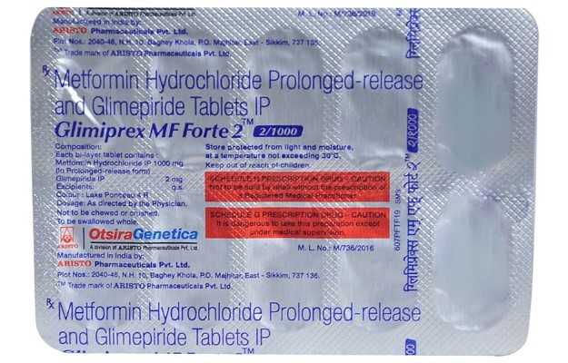 Glimiprex Mf Forte 2 1000 Tablet Pr In Hindi क ज नक र ल भ फ यद उपय ग क मत ख र क न कस न स इड इफ क ट स Glimiprex Mf Forte 2 1000 Tablet Pr Ke Use Fayde Upyog Price Dose Side