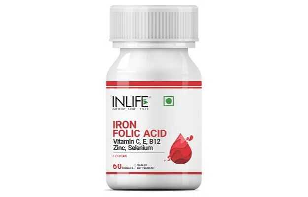  Inlife Iron Folic Acid Supplement with Vitamin C, E, B12, Zinc & Selenium Tablet