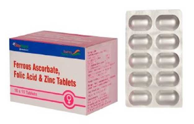 Stay Happi Ferrous Ascorbate 100 Mg + Folic Acid 1.5 Mg + Zinc 22.5 Mg Tablet
