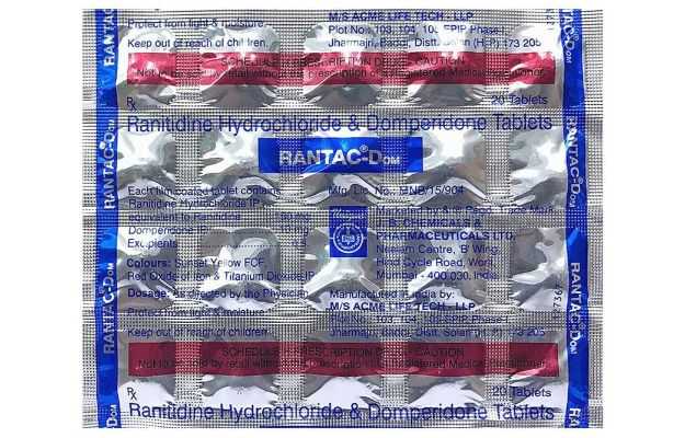 Rantac Dom Tablet (20): Uses, Price, Dosage, Side Effects, Substitute, Buy  Online