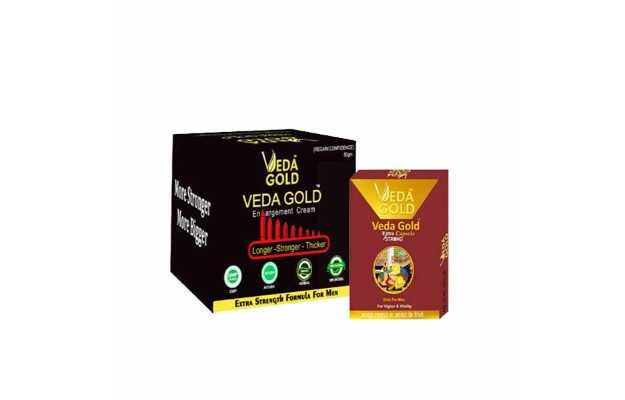 Veda Gold Enlargement Cream and Extra Strong Capsule Combo Pack (50 GM + 10 Capsules)