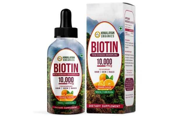 Himalayan Organics Liquid Biotin 10000mcg Drops - 5X Better Absorption - Hair Growth - Glowing Skin & Strong Nails - From Sesbania Grandiflora