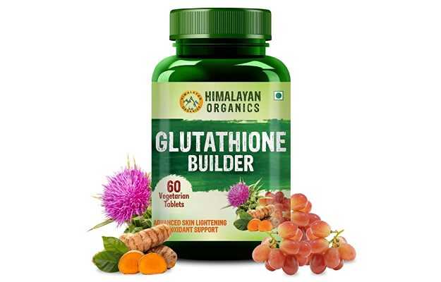 Himalayan Organics Glutathione Builder for Anti-Ageing & Skin Brightening with ( Vitamin C, E, B6 & Curcumin ) Tablets