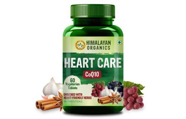 Himalayan Organics Heart Care Supplement Tablets With Arjuna Bark, Grape Seed, Co Q10, Resveratrol, Cinnamon, Garlic