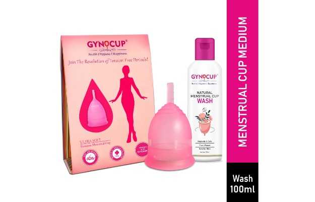 GynoCup Premium Quality Reusable Menstrual Cup for Women - Medium Size With Menstrual Cup Cleanser Wash