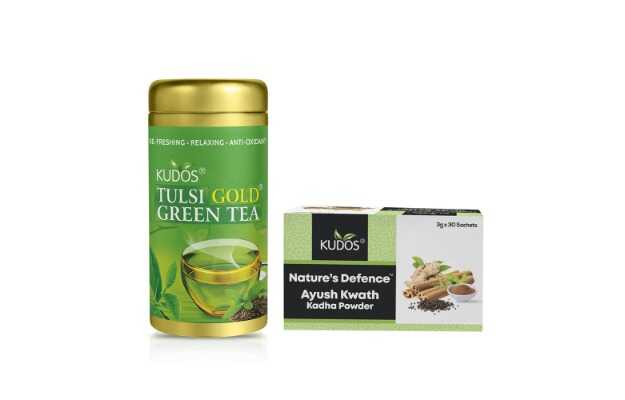Ayush Kwath Kadha Powder And Tulsi Green Tea Combo Pack