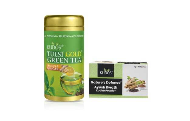 Ayush Kwath Kadha Powder And Tulsi Green Tea (Lemon & Ginger) Combo Pack