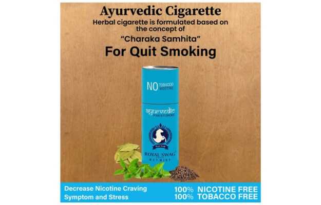 Royal Swag Ayurvedic & Herbal Cigarette, Mint Flavour Smoke Tobacco Free Cigarettes with Shot Helps in Quit Smoking (10 Sticks, 1 Shot)