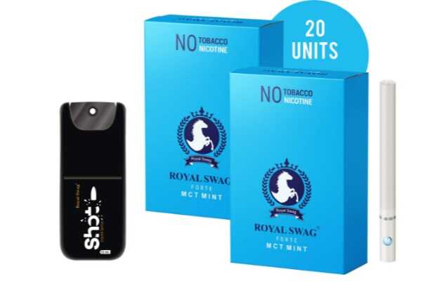 Royal Swag Ayurvedic & Herbal Cigarette, Mint Flavour Smoke for Nicotine Free & Tobacco Free Cigarettes with Shot Helps in Quit Smoking - (20 Sticks, Shot -1)