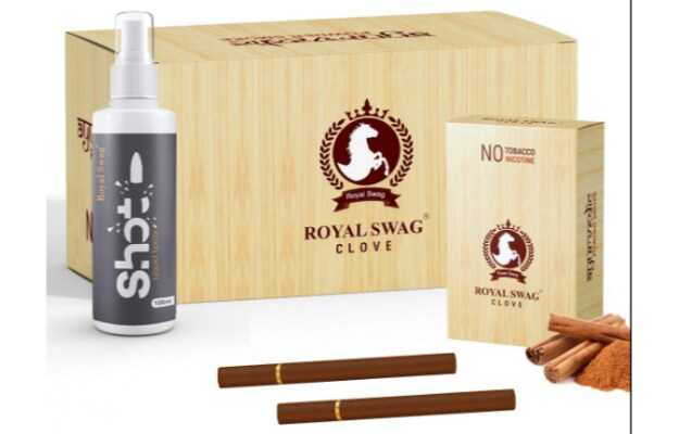 Royal Swag Ayurvedic & Herbal Cigarette, Clove Flavour Smoke Tobacco Free Cigarettes with Shot Helps in Quit Smoking - (100 Sticks,1 Shot 100ml)