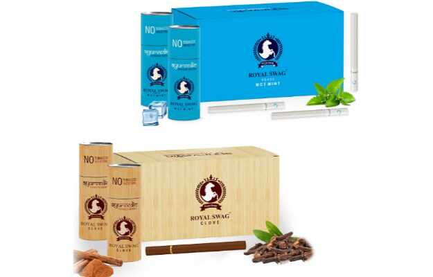 Royal Swag Ayurvedic & Herbal Cigarette, Combo Pack of Clove and Mint Flavour (50 Sticks Each)