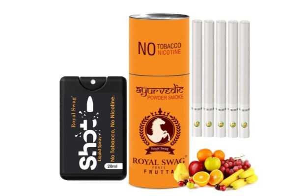 Royal Swag Ayurvedic & Herbal Cigarette, Frutta Flavour Smoke Tobacco Free Cigarettes with Shot Helps in Quit Smoking  (5 Sticks, 1 Shot)
