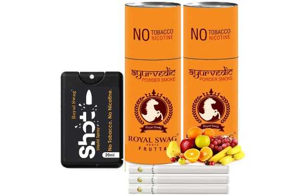 Royal Swag Ayurvedic & Herbal Cigarette, Frutta Flavour Smoke Tobacco Free Cigarettes with Shot Helps in Quit Smoking (10 Sticks, 1 Shot) 