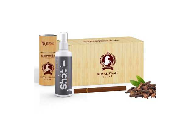 Royal Swag Ayurvedic & Herbal Cigarette, Clove Flavour Smoke for Nicotine Free & Tobacco Free Cigarettes with Shot Helps in Quit Smoking  (50 Sticks, 1 Shoot 100 ml)