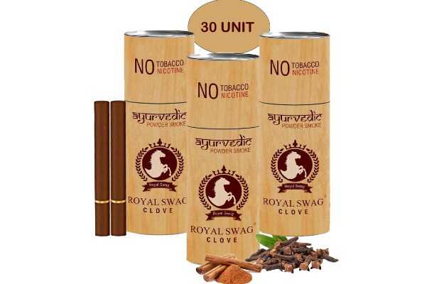 Royal Swag Ayurvedic & Herbal Cigarette, Clove Flavour Smoke Tobacco Free Cigarettes Helps in Quit Smoking Smoking Cessations (Pack of 30)