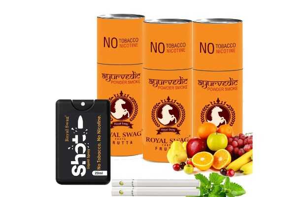 Royal Swag Ayurvedic & Herbal Cigarette, Frutta Flavour Smoke Tobacco Free Cigarettes with Shot Helps in Quit Smoking (15 Sticks, 1 Shot) Smoking Cessations 