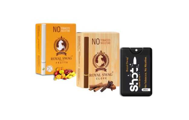 Royal Swag Ayurvedic & Herbal Cigarette, Combo Pack of Frutta, Clove Flavour Smoke (20 Stick Each) With Nicotine Free & Tobacco Free Cigarettes With Shot Helps in Quit Smoking -(40 Sticks, 20 ML Shot) Smoking Cessations