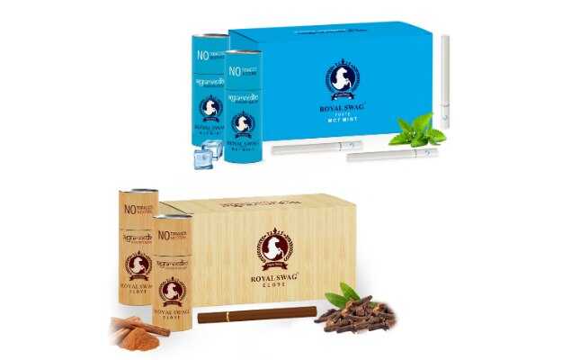Royal Swag Ayurvedic & Herbal Cigarette, Combo Pack of Clove and Mint Flavour Smoke (25 Stick Each) Nicotine Free & Tobacco Free Cigarettes Helps in Quit Smoking - (Pack Of 50 Sticks) Smoking Cessations