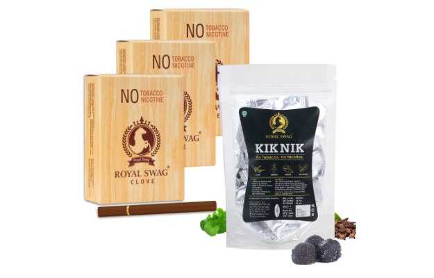 Royal Swag Ayurvedic Cigarette Combo of Clove Flavour 30 Stick With Kik Nik Candy(85g) Smoking Cessations (Pack of 30)