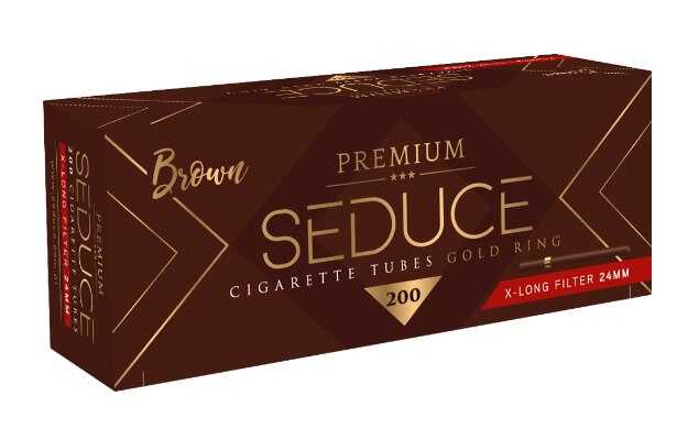 Royal Swag Seduce Premium - King Size Full 24 mm Filter Cigarette Tubes BROWN Gold Ring (15% Longer Tube Than Others Brands)- 200 Tubes Per Box Smoking Cessations