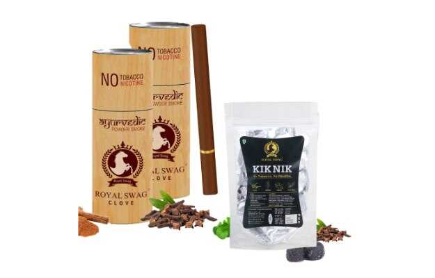Royal Swag Ayurvedic Cigarette Combo of Clove Flavour 10 Stick With Kik Nik Candy(85g) Smoking Cessations (Pack of 10)