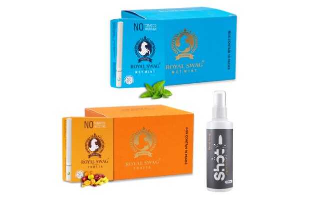 Royal Swag Ayurvedic & Herbal Cigarette, Combo Pack of Mint and Frutta Flavour (200 Stick Each) With Nicotine Free & Tobacco Free Cigarettes With Shot Helps in Quit Smoking (400 Sticks, 1 Shot 100 ML) Smoking Cessations