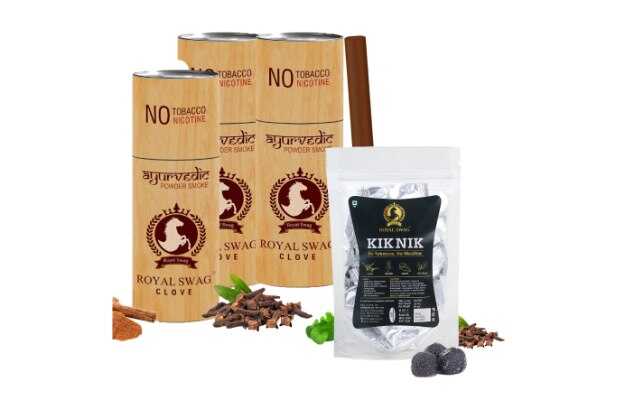 Royal Swag Ayurvedic Cigarette Combo of Clove Flavour 15 Stick With Kik Nik Candy(85g) Smoking Cessations (Pack of 15)