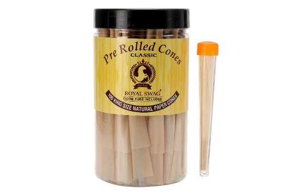 Royal Swag Pre Rolled Cones Classic King Size Rolling Papers With Filter Tips   110 Mm Long Cones   100 Count Ready To Use Cones   Includes Fiber Doob Tube Reusable Smoking Cessations